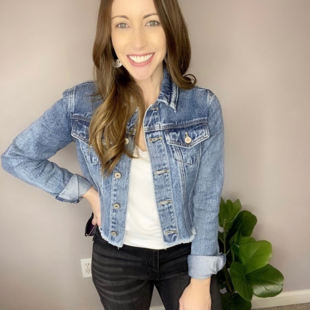 Kancan Denim Crop Hem Jacket
